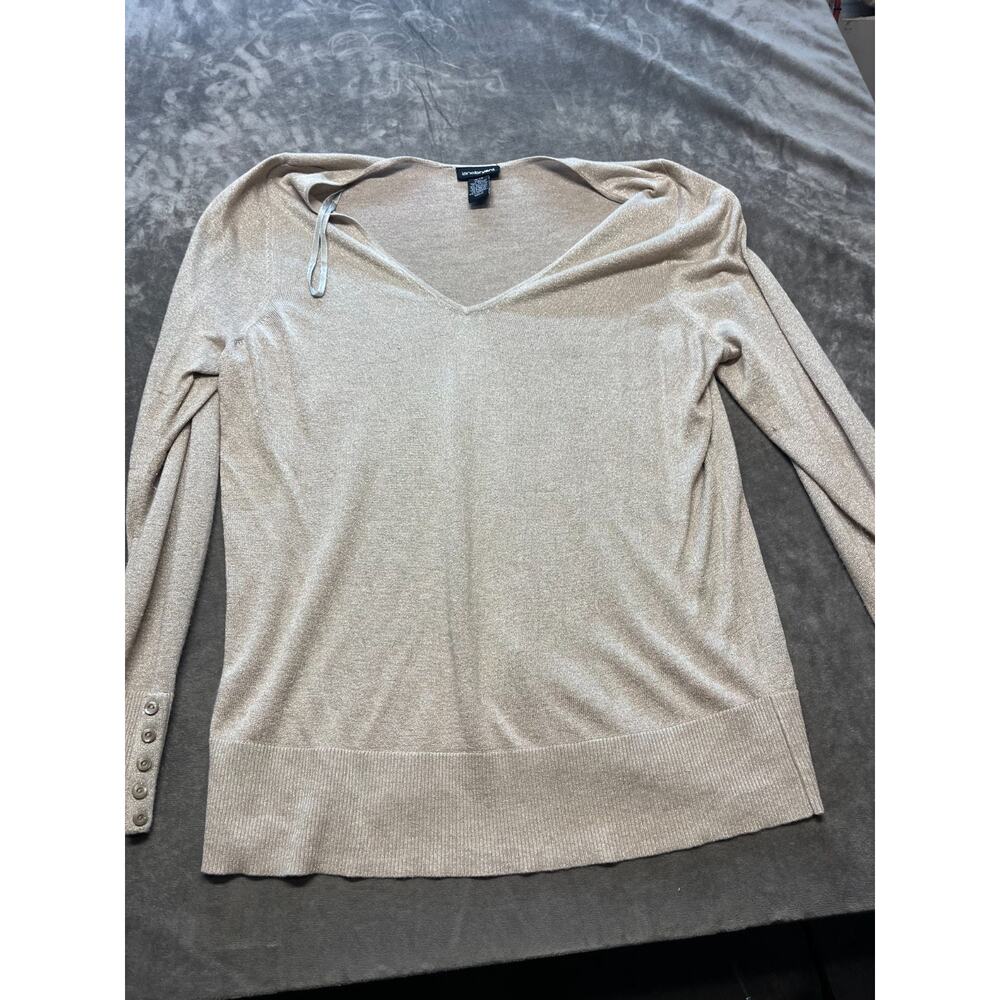 Lane Bryant 18/20 tan Pullover‎ Sweater long sleeve buttons V-Neck